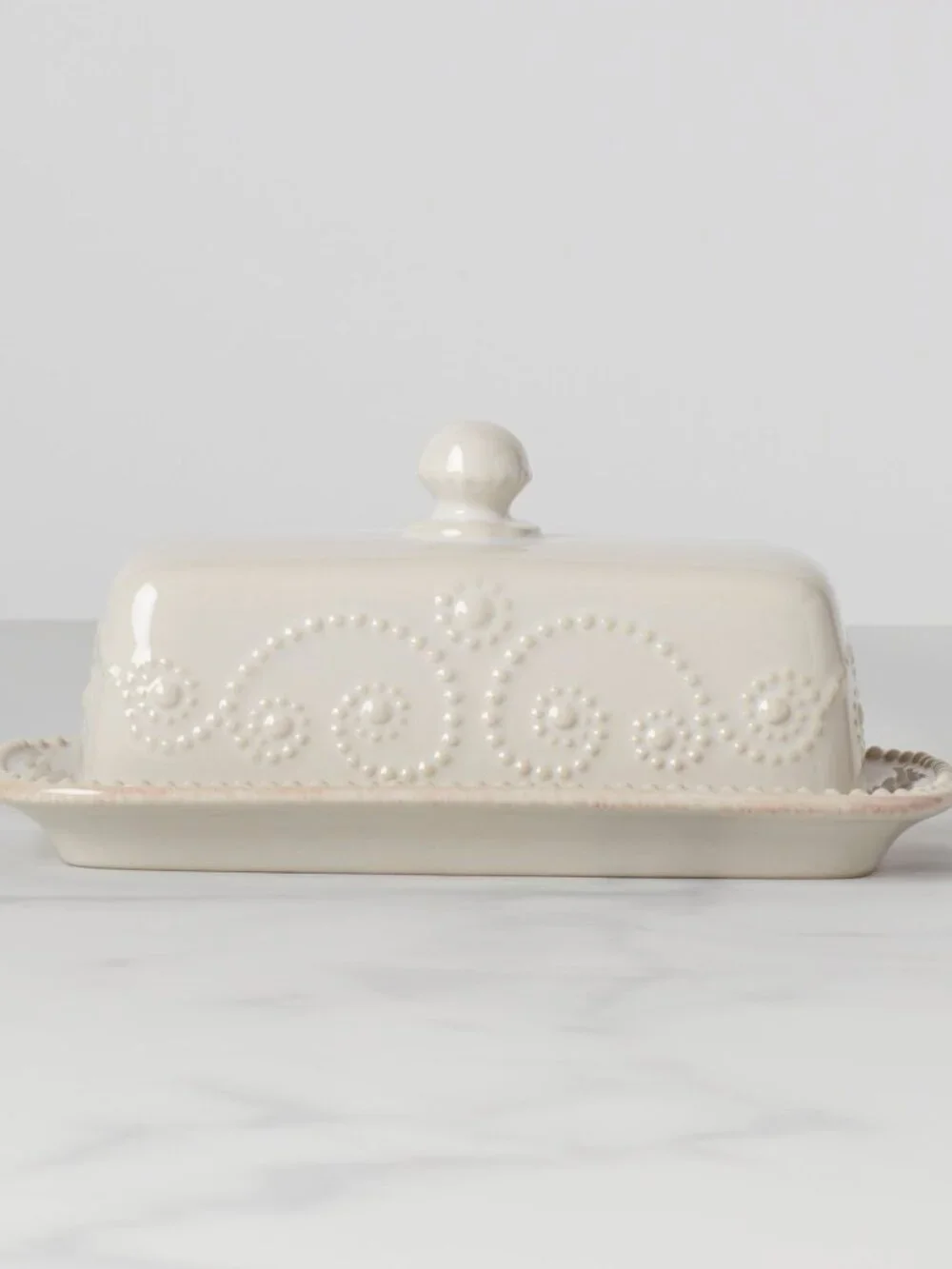 Lenox 1/4 Lb. Covered Butter Dish French Perle White - NIB